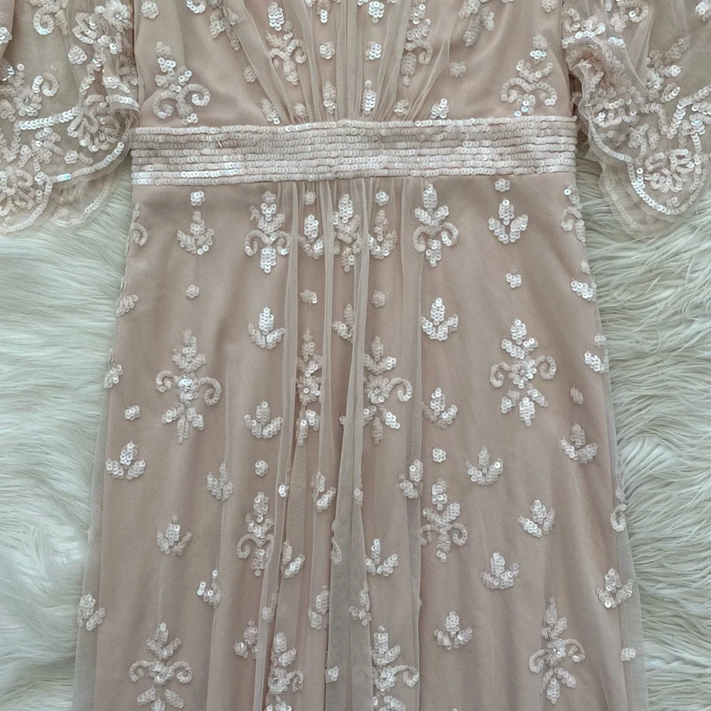 Mac Duggal Blush Pink Embroidered Maxi Dress - Picture 4 of 14